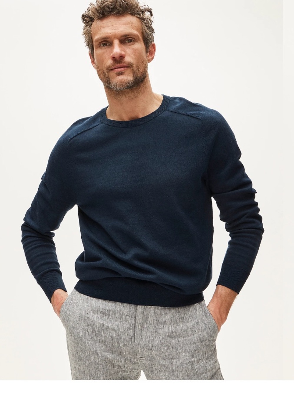 J crew Pima cotton crewneck sweater Darkest Indigo Navy